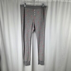 Old Navy Pajama Pants Mens XL Gray Candy Cane Thermal Waffle Knit Christmas